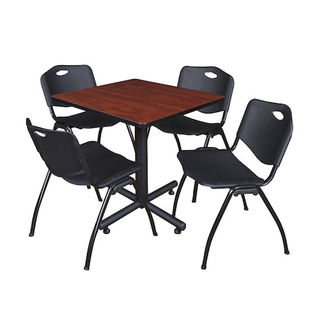 Kobe Kobe Square Table & Chair Set, Wood, Metal, Plastic Top, Cherry TKB3030CH47BK